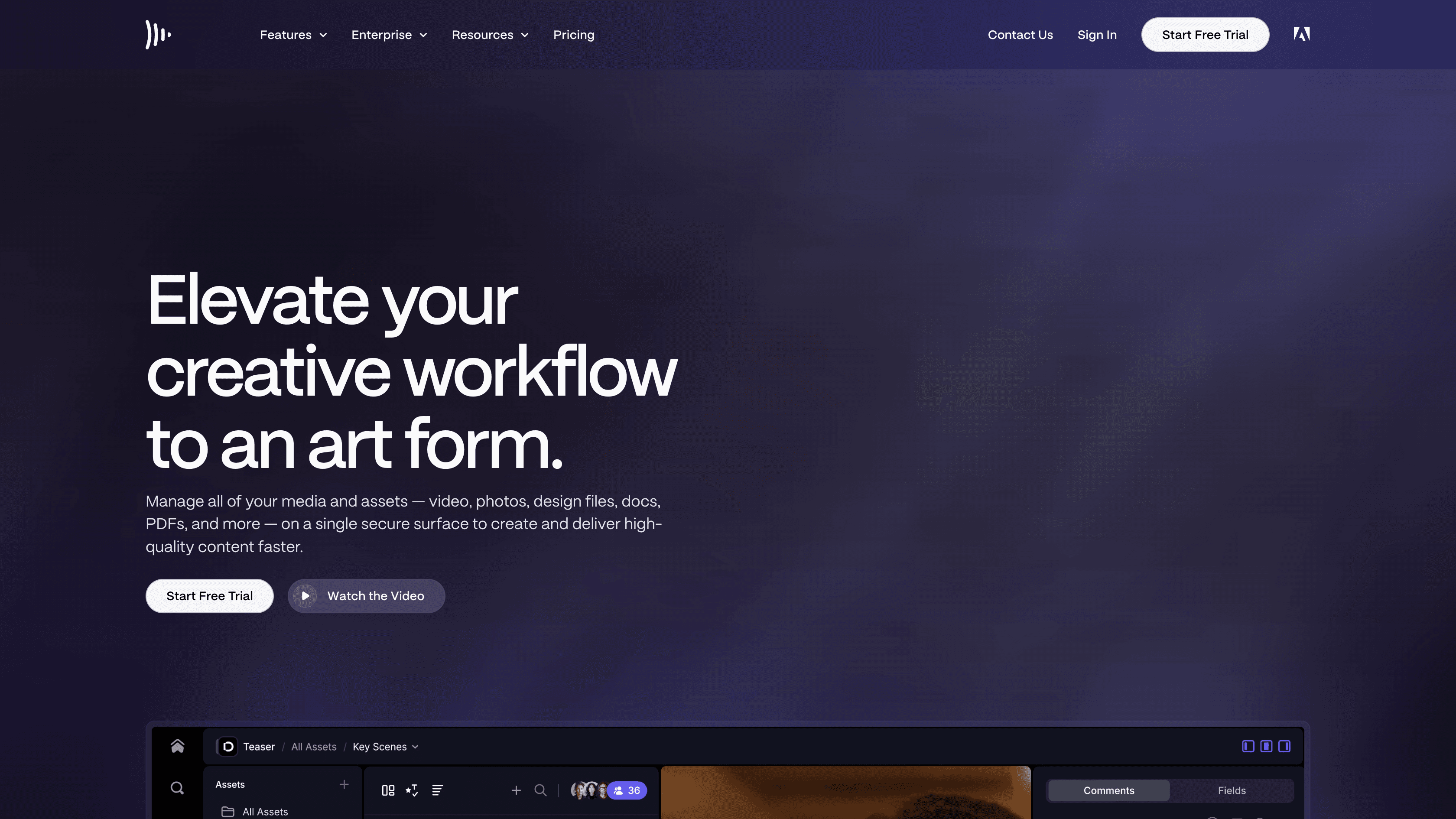 Screenshot of https://frame.io/